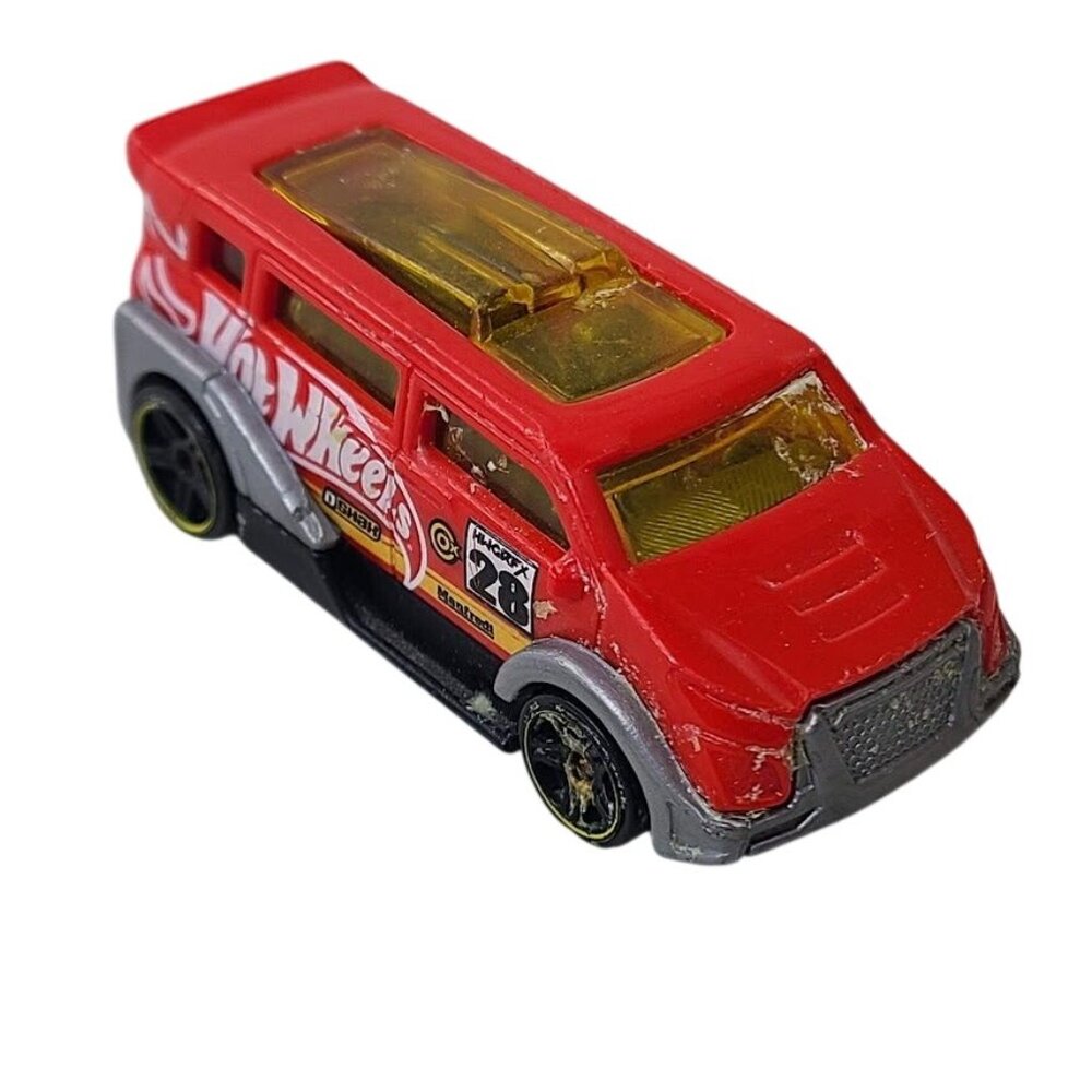 Hot Wheels 2017 Fan Stands Speedbox Van Red Yellow Windows #28 Loose